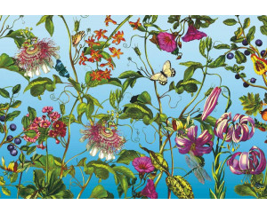 Jardin Französische Gartenblumen, dargestellt in einem abstrakten Kunstwerk, ideal für einen klassischen Look.