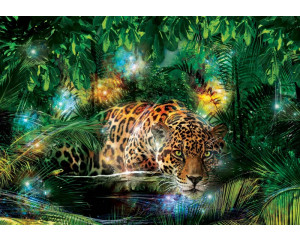 Dschungelpanther und Gepard in der Natur auf Fototapete, für einen abenteuerlichen Effekt.