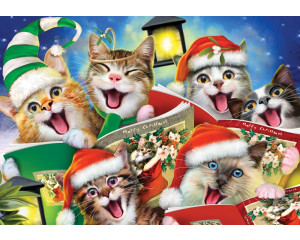 Lustige Katzen mit Weihnachtsthema, Fototapete mit einem verspielten und festlichen Look.