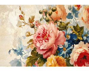 Fototapete einer luxuriösen Blumenkomposition mit Pfingstrosen, in einem eleganten Stil.