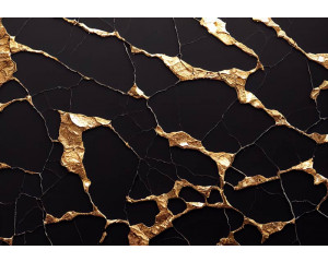 Luxuriöse schwarz-goldene Marmor-Fototapete mit einer eleganten Kombination aus dunklen Marmormustern und goldenen Akzenten.