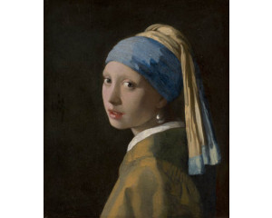 Fototapete des Gemäldes Girl with a Pearl Earring, ikonisch und zeitlos.