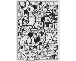 Mickey Constructive Mouse Fototapete mit Mickey Mouse in einer Bauumgebung, die Bausteine in fröhlichen Farben stapelt.