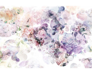 Moderne Romantik-Fototapete mit Blumen, in einem abstrakten und künstlerischen Design mit sanften Farben.