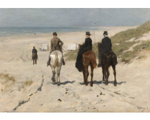 Fototapete mit einem Gemälde von Anton Mauve, Morning Ride along the Beach, das Reiter auf Pferden zeigt, die auf den Strand zureiten.