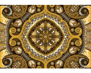 Gold- und gelbes Mosaikmuster, abstrakte Fototapete mit geometrischen Formen für einen modernen Raum.