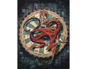 Fototapete des roten Drachens der Tafelrunde, Thema Fantasy.