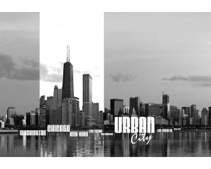 New York und Chicago Skyline Fototapete, die ikonische Stadtansichten darstellt, perfekt für einen modernen Raum.