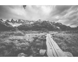 Fototapete einer Straße, die sich durch die Berge schlängelt, mit atemberaubender Aussicht auf die umliegende Landschaft.