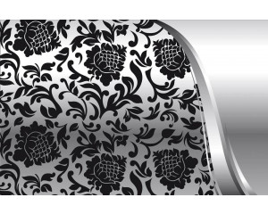 Abstrakte Fototapete mit schwarzen und weißen Ornamenten, ideal für einen modernen und minimalistischen Raum.