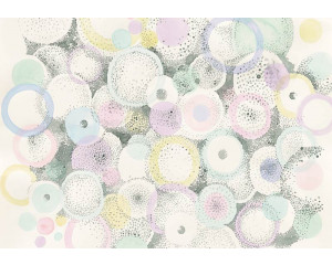 Pastellfarbene Kreise, die auf dieser fröhlichen Fototapete kunstvoll dargestellt sind.