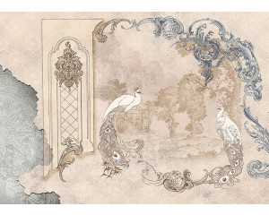Fototapete Pfaue im Rokoko-Stil