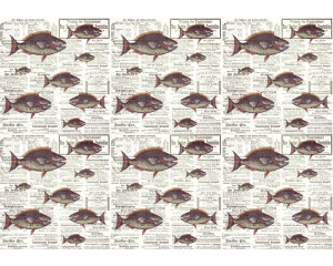 Piranhas in einem dynamischen und verspielten Zeitungsstil, auffallend dargestellt auf dieser einzigartigen Fototapete.