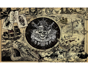 Fotobehang von Fluch der Karibik mit Jack Sparrow in Aktion.