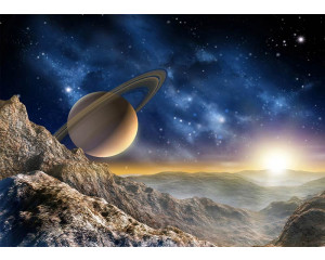 Planet und Sterne im Weltraum Fototapete