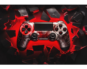 Fototapete eines PlayStation-Controllers in 3D, ideal für ein Spielzimmer.