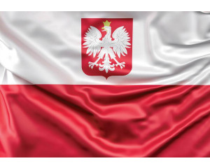 Fototapete mit der polnischen Flagge, einfaches und kraftvolles Design.