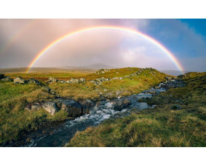 Rainbow Island Vagar Landschaft Fototapete, mit einer bezaubernden Aussicht.