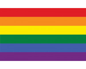 Fototapete mit einer Regenbogenflagge, bunt und lebendig.