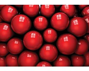 Rote Kugeln in abstrakten Formen, Fototapete mit einem modernen und künstlerischen Look.