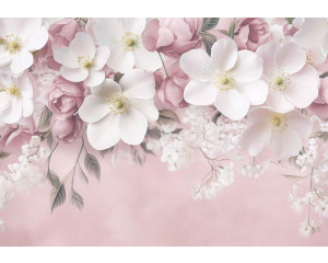 Fotobehang met artistieke palmbomen in zwart-witte illustratiestijl.