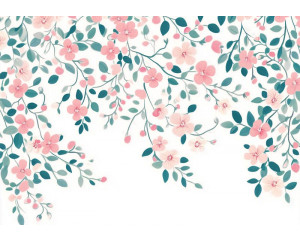 Fotobehang met een zee van zachtroze rozen in volle bloei.