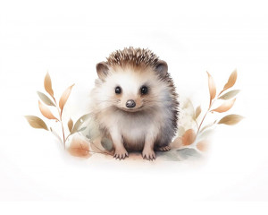 Fototapete eines niedlichen Igels, perfekt für eine natürliche und kinderfreundliche Atmosphäre.