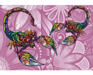 Skorpione, abstrakt gerendert auf einer künstlerischen Fototapete für einen einzigartigen Raum.