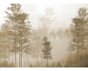 Fototapete mit einem sepiafarbenen Wald voller warmer Braun- und Goldtöne, perfekt für einen nostalgischen und zeitlosen Look.