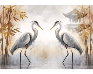 Fototapete mit üppigen weißen Pfingstrosen in voller Blüte, mit weichen Details und einer dezenten Farbpalette, die eine elegante und ruhige Atmosphäre schafft.