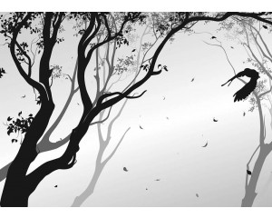 Silhouette des Waldes Tapete