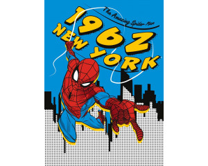 Spiderman-Fototapete aus New York von 1962 im Retro-Marvel-Stil.