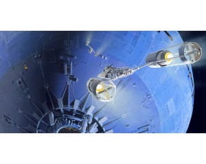 Star Wars Death Star Assault Fototapete, ideal für ein Star Wars-Themenzimmer.