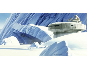 Star Wars Hoth Echo Base Fototapete, die die ikonische Basis in Aktion zeigt.