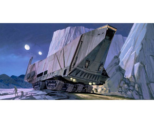 Star Wars Sandcrawler Fototapete mit den kultigen Fahrzeugen aus der Wüste.