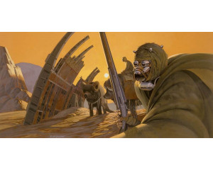 Tusken Raiders Fototapete aus Star Wars, ideal für ein Star Wars-Themenzimmer.