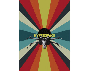 Die Hyperspace-Fototapete aus Star Wars zeigt einen dynamischen Hypersprung, mit intensiven Farben und Geschwindigkeitseffekten.