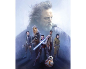 Star Wars Last Hope Fototapete, die Luke Skywalker in einer intensiven Szene einer Schlacht auf dem Todesstern zeigt.