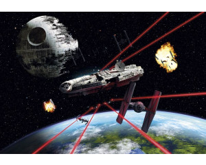 Star Wars Millennium Falcon Fototapete, eine spannende Szene mit dem kultigen Raumschiff.