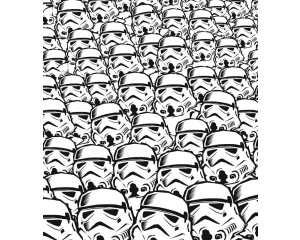 Fototapete eines Stormtrooper-Schwarms aus Star Wars, der einen bevorstehenden Vormarsch der weiß gepanzerten Truppen in Formation zeigt.