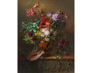 Fototapete eines Stilllebens mit Blumen in einer griechischen Vase von Georgius Jacobus Johannes van Os, Rijksmuseum.