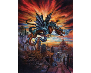 Highgate Horror Fototapete mit einem Drachen auf einem Friedhof, Thema Alchemie.