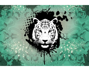 Abstrakte grüne Tiger Fototapete, kraftvoll und naturgetreu.