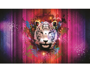 Fototapete mit einem Tigerkopf, abstrakte Kunst mit Tieren.