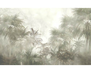 Fototapete mit tropischen Pflanzen und Dschungel, mit botanischen Details und üppigen Palmen.