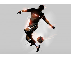 Fototapete eines Fußballtricks, bei dem der Ball von einem Spieler spektakulär kontrolliert und präsentiert wird.