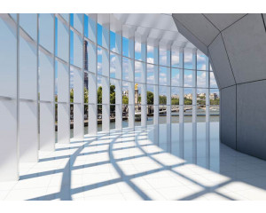 Fototapete Paris mit einem 3D-Stadttunnel und Panoramablick auf die Stadt.