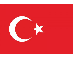Türkische Flagge auf Fototapete, rot mit einem Stern und Halbmond.