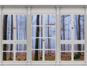 Fototapete Blick durch das Fenster auf den Wald 3D-Perspektive