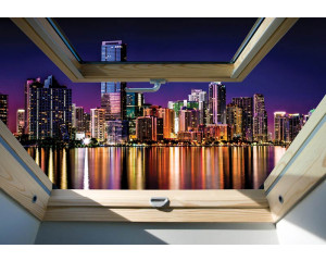 Fototapete mit Blick auf New York durch ein Oberlicht, 3D-Effekte der amerikanischen Stadt.